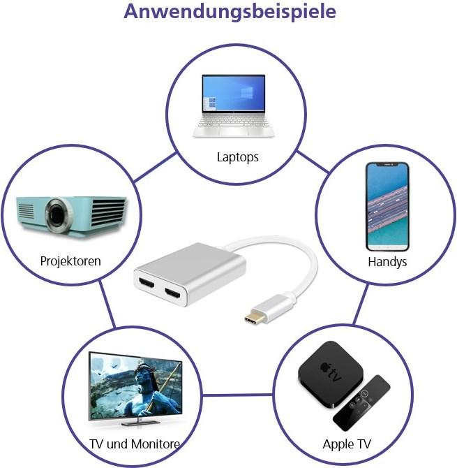 Produktbild Helos Video/Audio-Splitter - USB-C männlich zu HDMI weiblich (USB Typ-C, 10 cm)