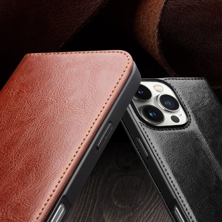 Image du produit QiAlino Fourre Flip cuir véritable (Apple iPhone 16)