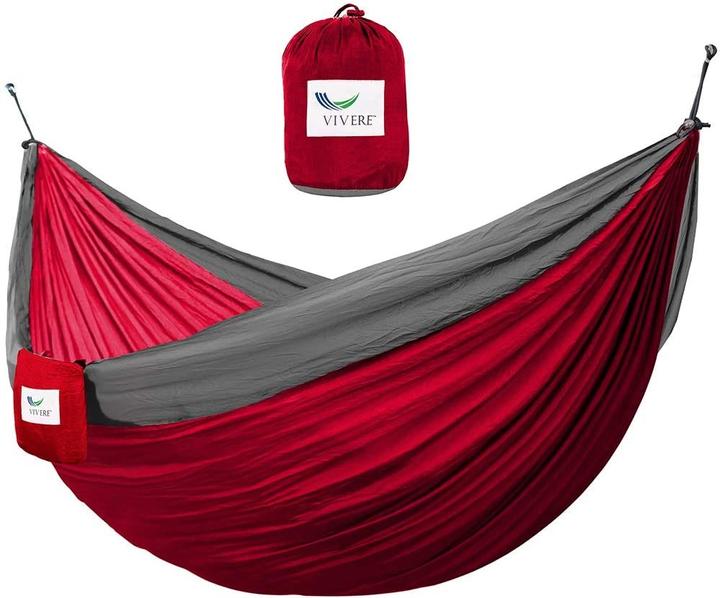Actual product image Vivere Double Hammock Parachute Hammock Red/Grey (181 kg)