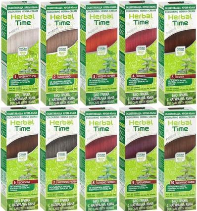 Herbal Time 100% Bio Henna Haarfarbe Creme Natürliche braune Haarfärbung (Natural Brown)