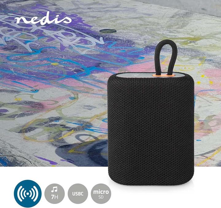 Immagine prodotto Nedis Altoparlante Bluetooth, 7W - Nero (7 h, Batteria ricaricabile)