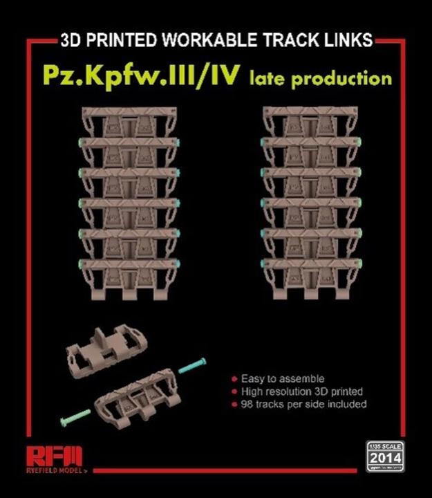 Produktbild Rye Field Model Workable track links for Pz. Kpfw. III /IV late production (3D printed )
