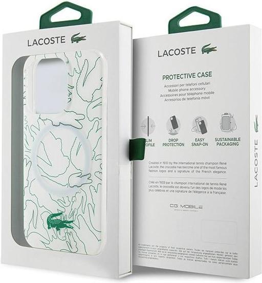 Produktbild Lacoste LCHMP15LUREH iPhone 15 Pro 6.1" biały/white hardcase Double Layer Repeat MagSafe (Apple iPhone 15 Pro)