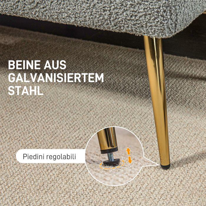 Produktbild Swisshandel24 Sitzbank, Lammwolle-Optik, Stahlbeine, 112x41x46cm, Grau (112 cm)