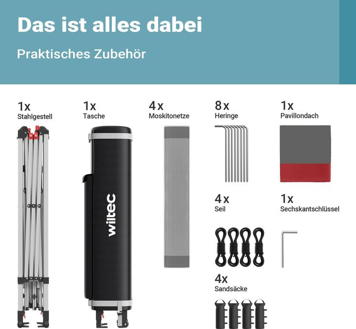 Produktbild Wiltec Faltpavillon (400 cm, 400 cm)