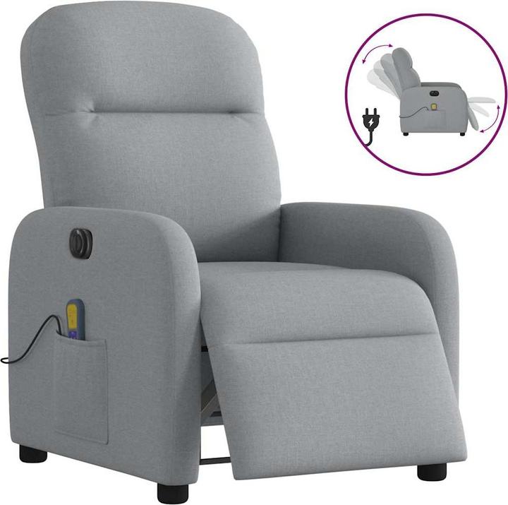 VidaXL Massagesessel Elektrisch Hellgrau Stoff