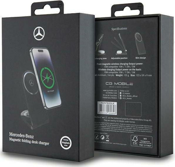 Actual product image Mercedes składana ład. indukcyjna 2w1 MEMFBGSLK 15W czarny/black Silver Star MagSafe (15 W)
