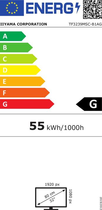 Energie-Label iiyama TF3239MSC-B1AG -Touch VGD+DP+HDM (1920 x 1080 Pixel, 31.50")