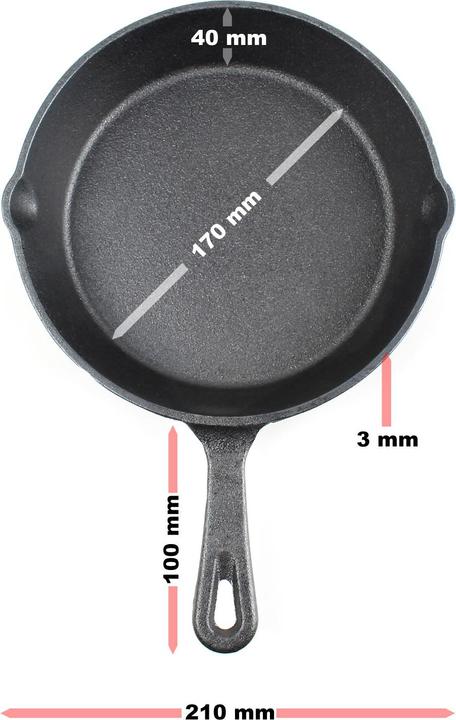 Produktbild Wiltec Feuerpfanne Gusseisen Ø20cm Bratpfanne Stiel Grillpfanne Outdoor Schmorpfanne
