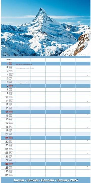 Image du produit Calendrier Suisse 2024 (22 x 45 cm)