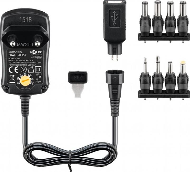 Produktbild Goobay 3 V - 12 V Universal-Netzteil 0.6 A