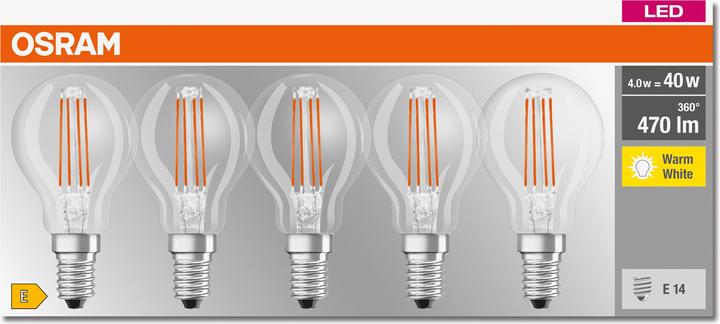 Produktbild Osram Led Base Classic P (E14, 4 W, 470 lm, 5 x, E)