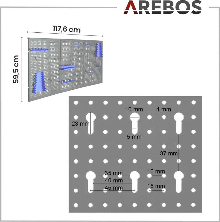Image du produit Arebos Panneau à outils 17 pcs. bleu