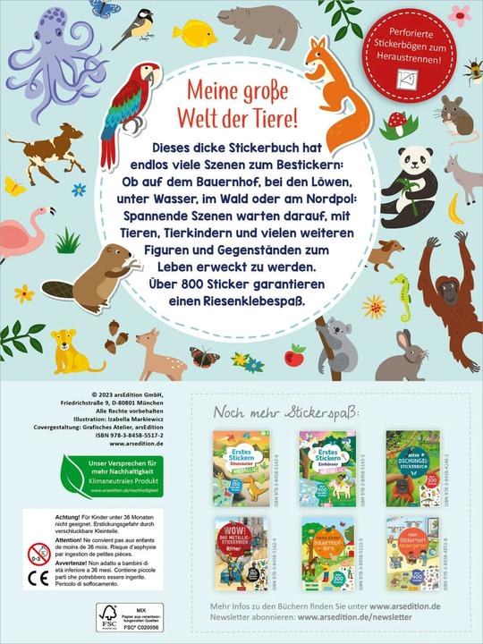 Produktbild Das superdicke Stickerheft - Tiere