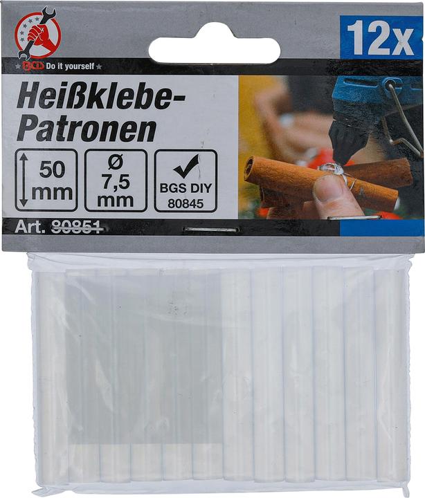 Image du produit BGS Bâtonnets de colle chaude transparent Ø 7,5 mm, 50 mm 12 pièces