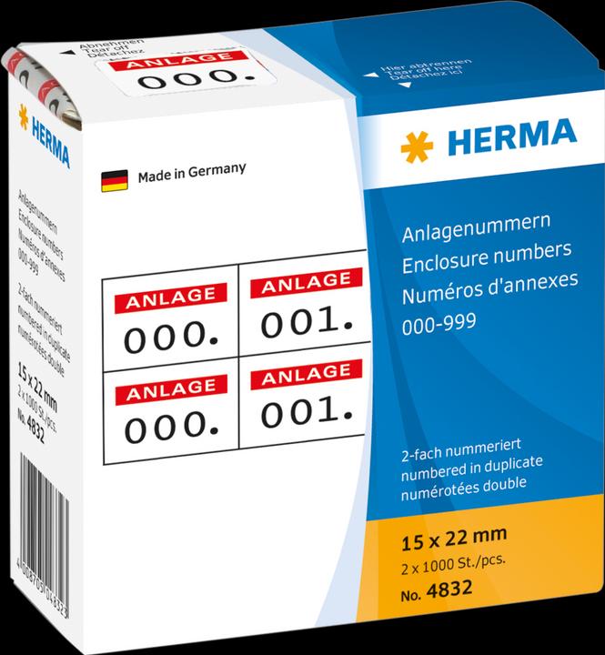 Produktbild HERMA Anlagenummern