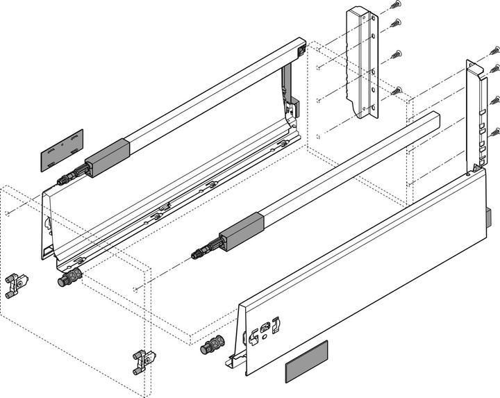 Actual product image Vasalat BLUM drawer runners TANDEM height 115 m. Rail 227mm 20kg, NL270 white KB600mm