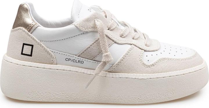 D.a.t.e. D.a.t.e sneakers court platform in leather and fabric color white and beige