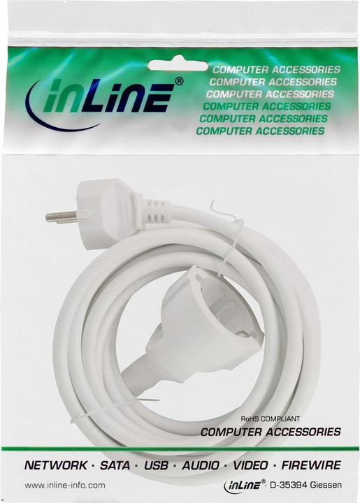 Image du produit InLine ® Rallonge électrique mâle/femelle à contact de protection, blanc, 20m (20 m, CEE 7/7)