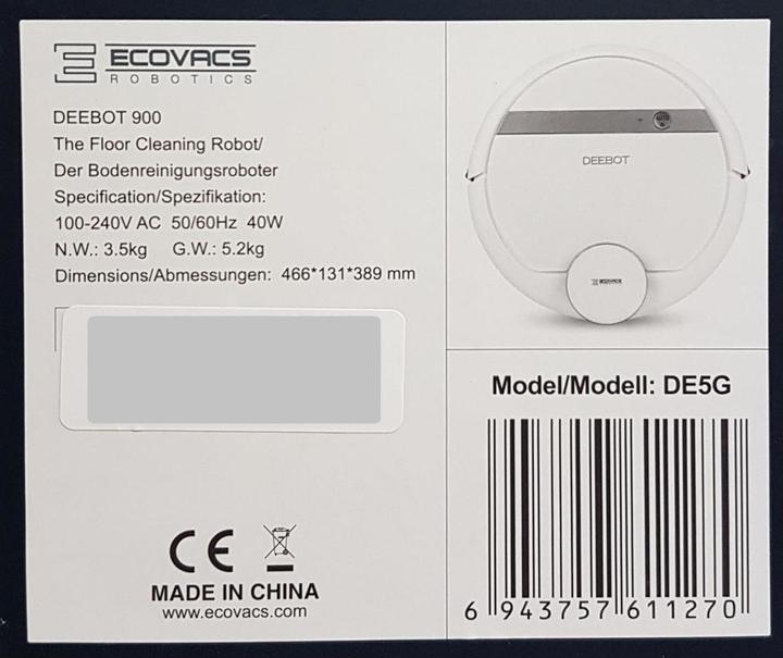 Immagine prodotto Ecovacs Deebot 900 (Aspirazione robotica)