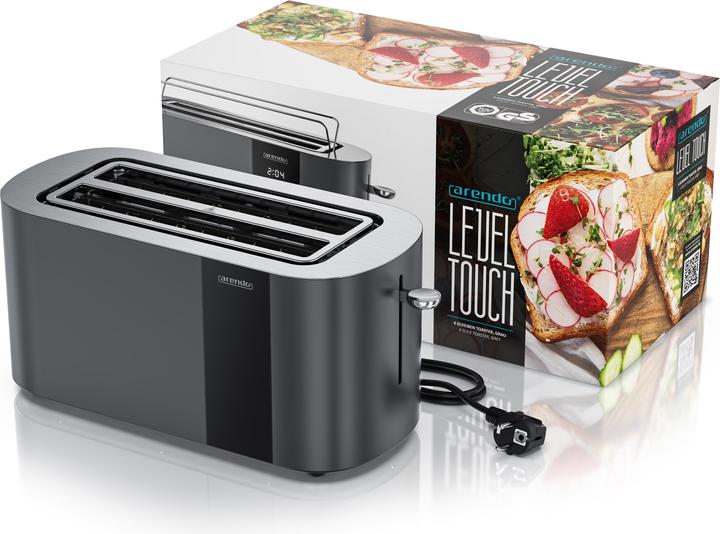 Produktbild Arendo Toaster Edelstahl 4 Scheiben Langschlitz, Touch Display, Bräunungsgrad & Restzeitanzeige, 1500 W (EU-Stecker)