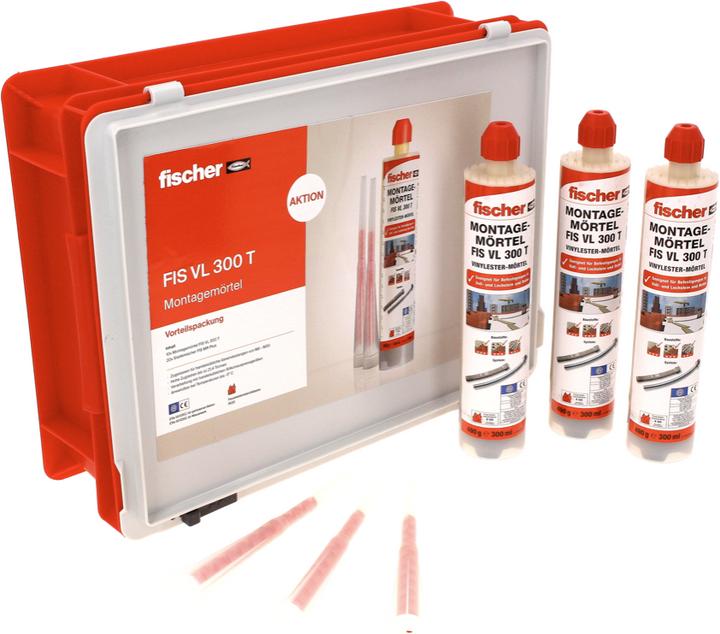 Actual product image Fischer Assembly mortar FIS VL 300 T vinyl ester 2K mortar ( 558724 ) + 10x cartridges + 20x static...