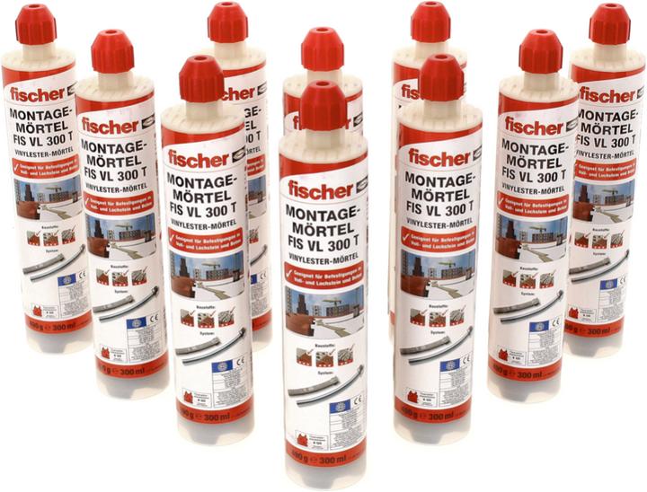 Actual product image Fischer Assembly mortar FIS VL 300 T vinyl ester 2K mortar ( 558724 ) + 10x cartridges + 20x static...