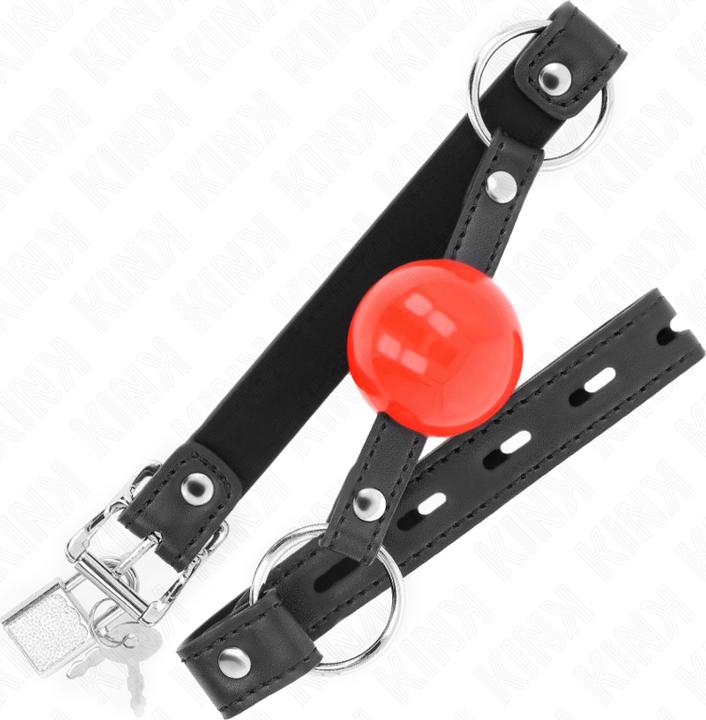 Produktbild Kink Ball 4 cm Knebel Mit Schloss Roter Ball Schwarzer Gurt 60 x 2 cm