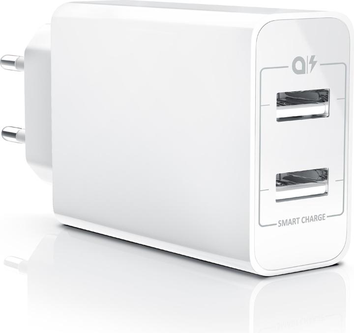 Aplic USB Ladegerät 4800 mA, 2 Port Nezteil mit Smart Charge + Solid Charge, Leistungsstarke 24W, weiss (24 W)