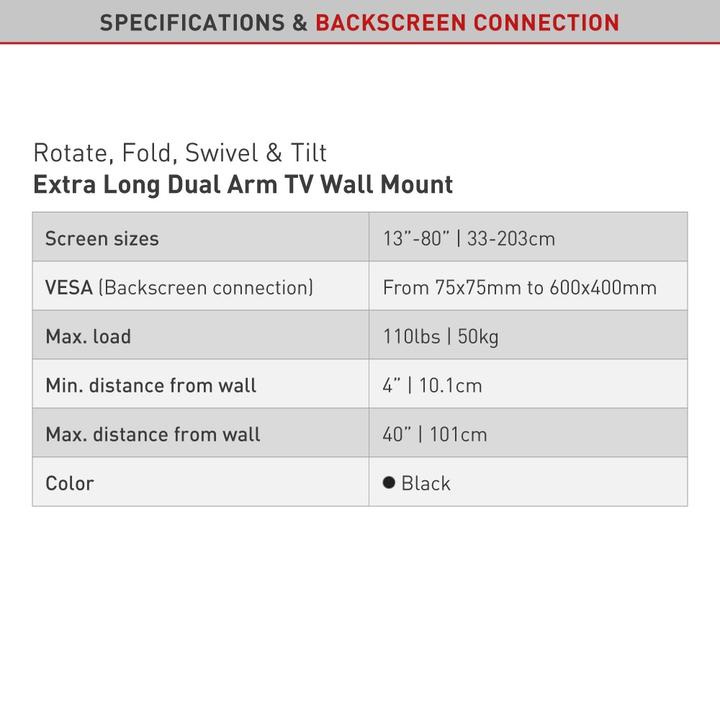Nährwerte und Zutaten Barkan WH 464XL (Wand, 80", 50 kg)