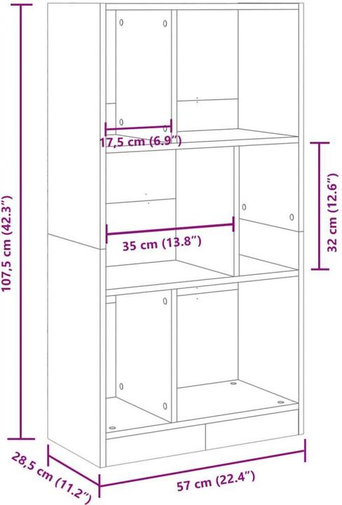 Actual product image VidaXL Bookshelf (57 x 28.5 x 107.5 cm)