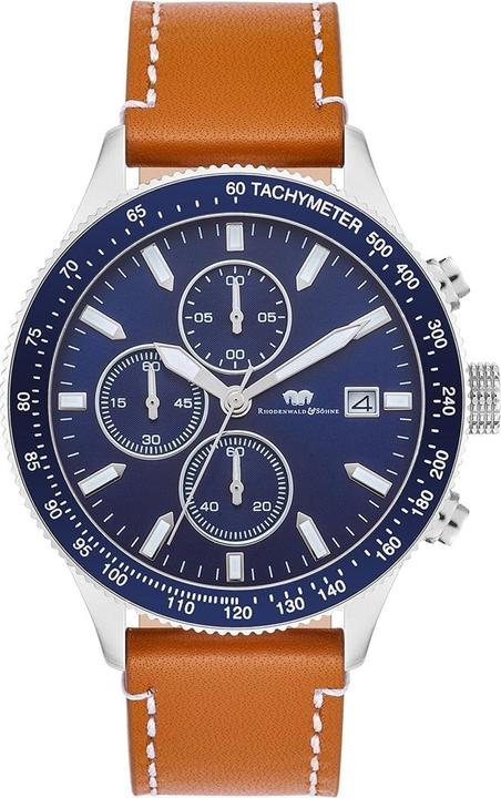 Herren Chronograph Karthago II Echtleder Braun - 31938 (Chronograph, 43 mm)