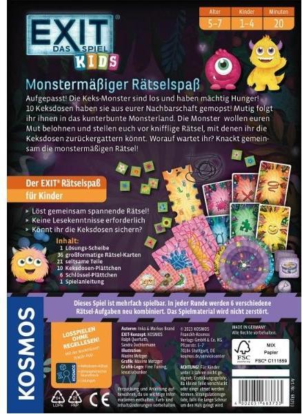 Produktbild Kosmos Exit - Kids: Monstermässiger Rätselspass (Deutsch)