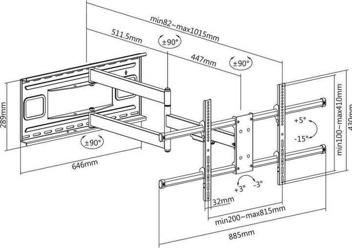 Image du produit Xantron Wandhalterung für TV Monitore 43-80" (Mur, 80", 50 kg)