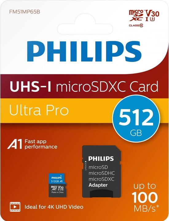 Actual product image Philips MicroSDXC Card (512 GB, microSDXC, U3, UHS-I)