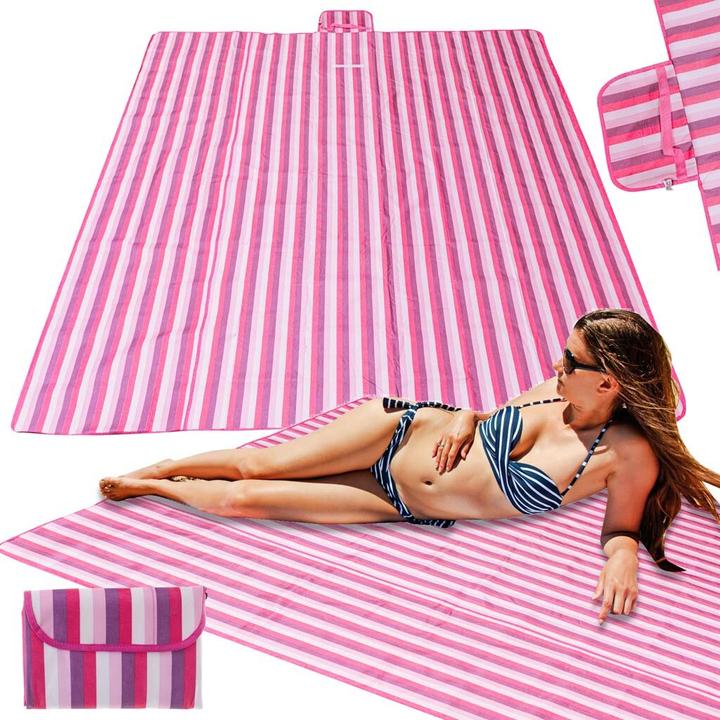 Actual product image Ikonka Beach mat picnic blanket 200x200cm pink