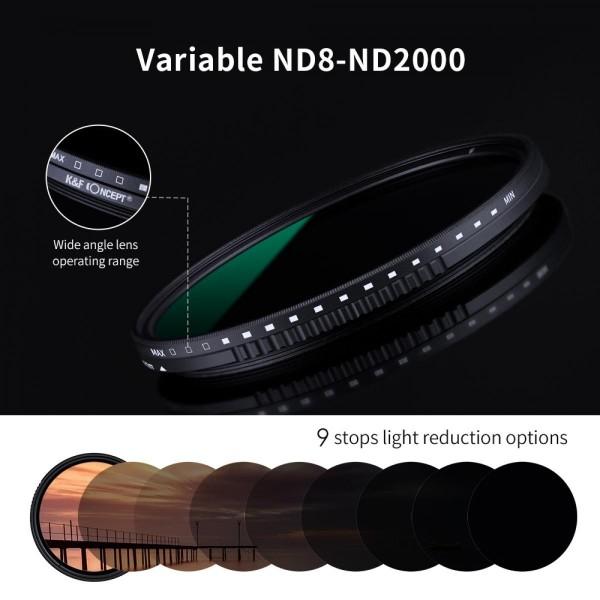 Actual product image K&F Concept Variable ND filter ND8 to ND2000 (52 mm, Neutral density filter)