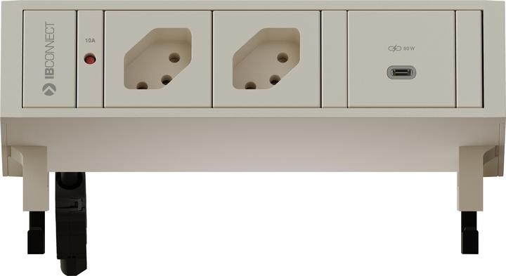 Actual product image IB Connect SUPRA power strip white 2x type 13 1x USB-C 60W (2 x, USB-C, Type 13, 0.30 m)