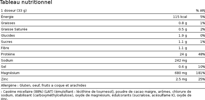 Valeurs nutritives et ingrédients Optimum Nutrition Gold Standard 100% Casein (Chocolate Supreme, 1 pcs, 920 g)