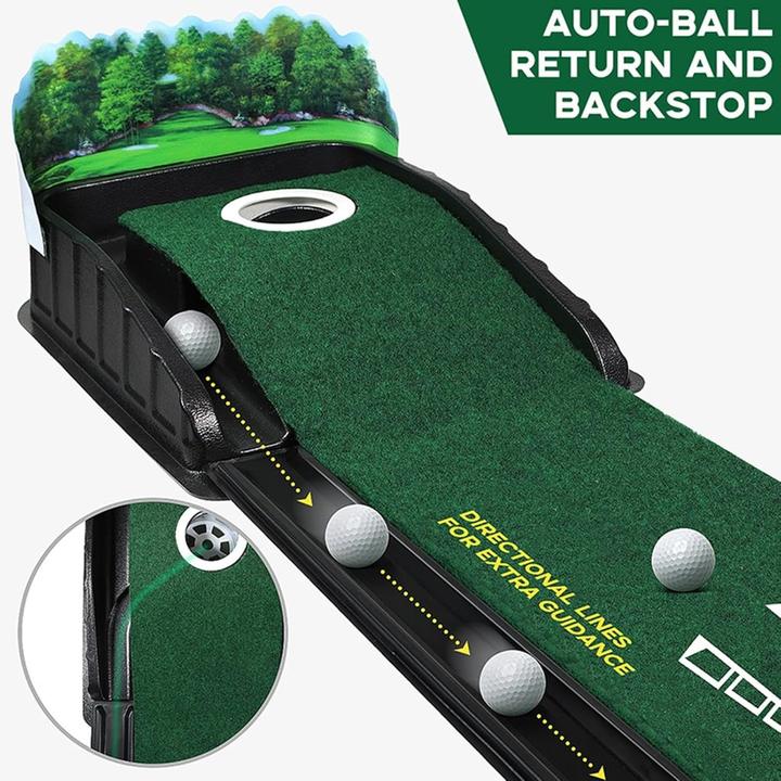 Immagine prodotto Huaen Golf Putting Matte mit Ballrücklauf – 259 cm Trainingsmatte