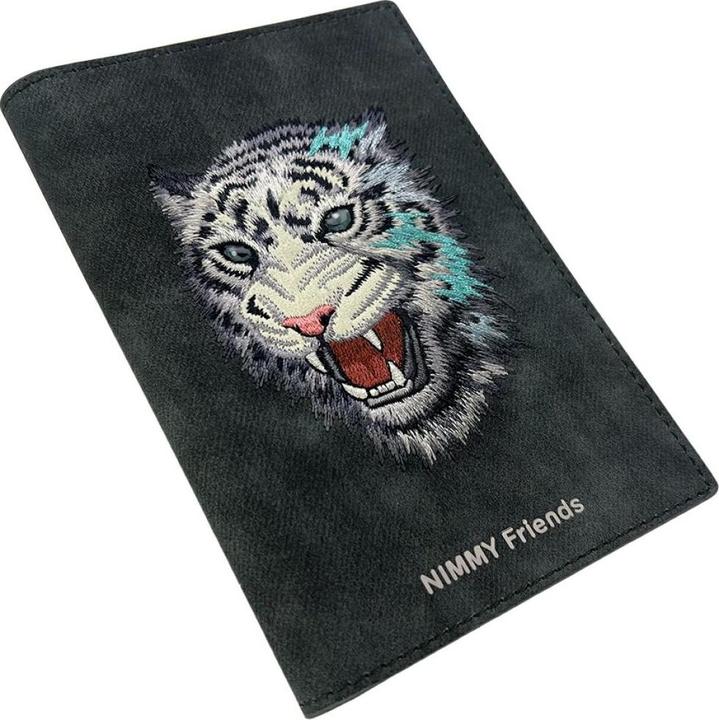 Actual product image Nimmy Passport case wallet Raptor Tiger grey