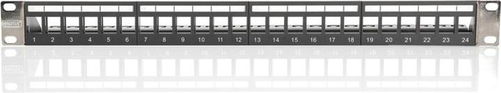 Produktbild Digitus Modulares Patch Panel geschirmt 24-port Blank 1HE Rack Mount Farbe Schwarz transparente Logofelder