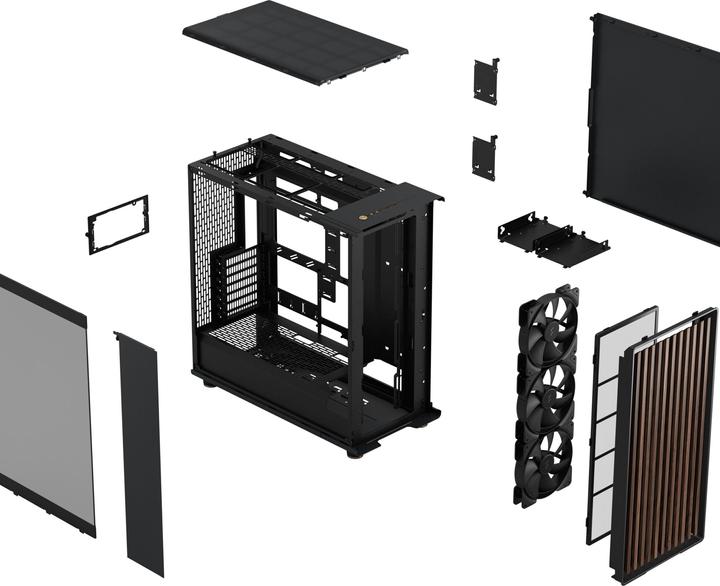 Actual product image Fractal Midi North XL RC Charcoal Black TG (ATX, Mini-ITX, E-ATX)