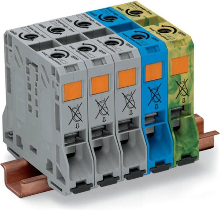 Image du produit Wago Borne de courant de torsion 20 mm Ressort de traction Gris, bleu, vert-jaune 285-159 1 pc. (50 mm)