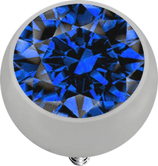 Actual product image Star Piercing Dermal Anchor Kugel silber mit Kristall dunkelblau (Titanium G23, without brass)