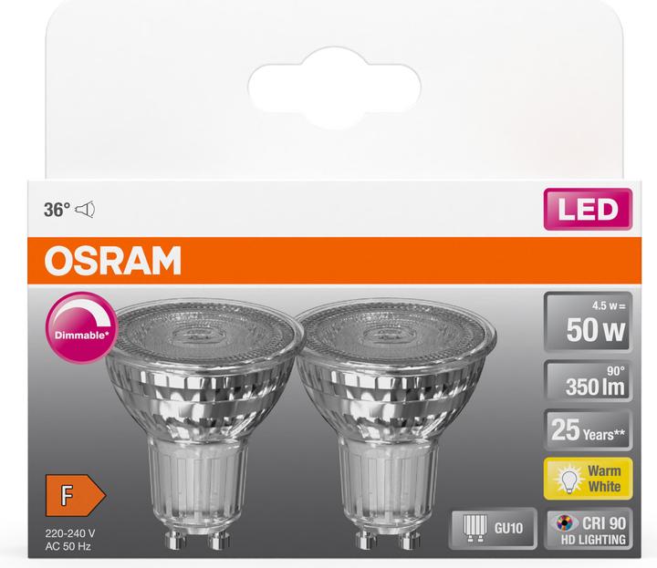Image du produit Osram Superstar (GU10, 4.50 W, 350 lm, 2 x, F)