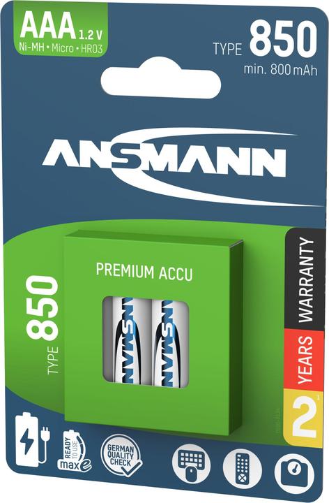 Image du produit Ansmann Batterie NiMH Micro AAA type 850 (min. 800 mAh) maxE (4 pcs, AAA, 850 mAh)