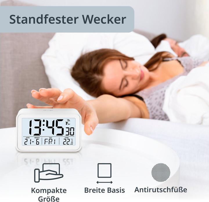 Image du produit ADE Funkwecker digital Weiss, Ausstattung