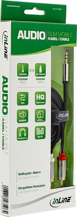 Actual product image InLine Slim Audio Cable Jack 3 (5 m, Cinch, 3.5mm jack (AUX))