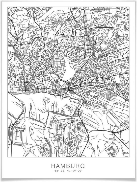 Image du produit Trenddeko Plan de la ville de Hambourg (30 x 40 cm)